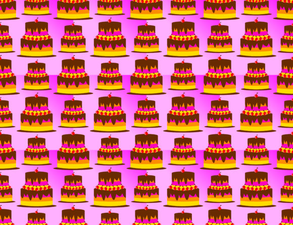 Birthday Pattern Background Shaped Tart Cake