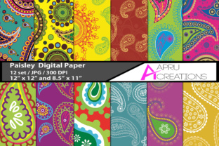 Coloured Paisley Digital Papers
