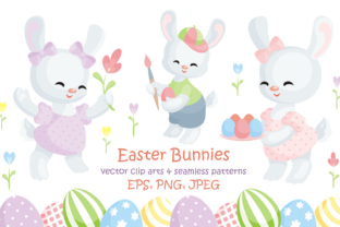 Easter Bunnies Vector Clip Arts and Seamless Patterns: Creative Fuel for Designers and Crafters