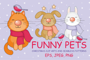 Funny Pets Christmas Clip Arts and Seamless Patterns: Joyful, Versatile, and Ready to Use
