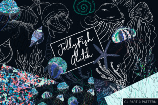 Jelly Fish Glitch – Clipart & Patterns