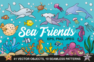 Sea Friends Vector Doodles & Patterns