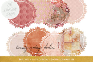 Vintage Doily Clipart Set: Pink Circle Labels